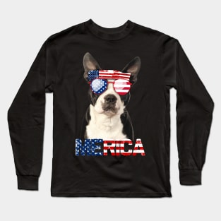 Merica Boston Terriers Dog American Flag 4Th Of July Long Sleeve T-Shirt